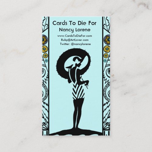 Seaside Deco in Aqua and Yellow Business Card Templates