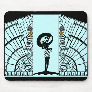Seaside Deco in Aqua and Yellow Mouse Pad