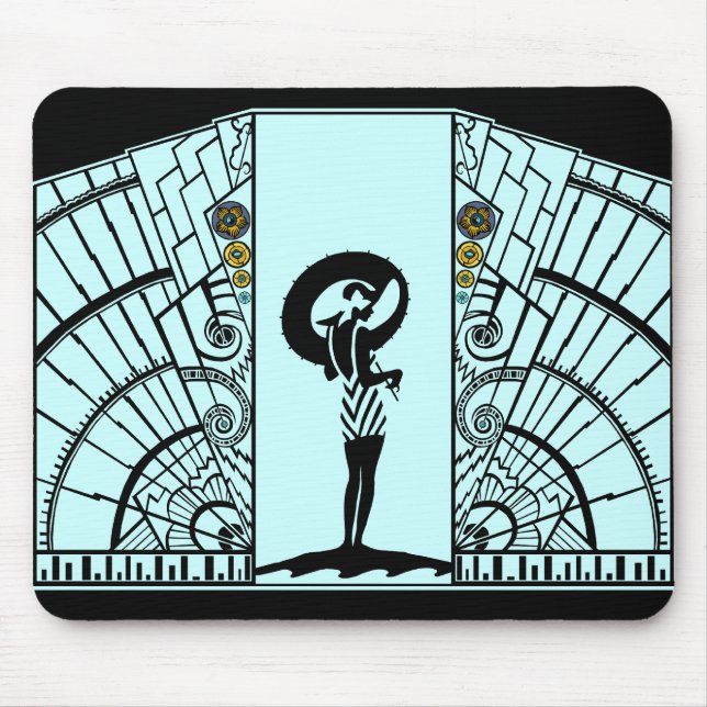 Seaside Deco in Aqua and Yellow Mouse Pad (Front)