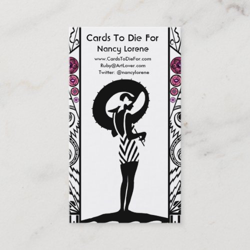 Seaside Deco in White and Pink Business Card Template