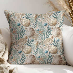 Seaside Decor Pillow Blue and Ivory Coastal Touch
