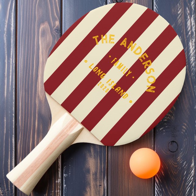 Seaside Deep Cranberry Striping & Family Name Ping Pong Paddle (Creator Uploaded)