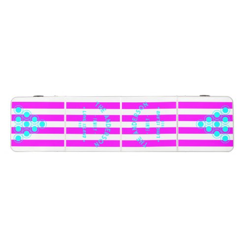 Seaside Electric Retro Pink Striping & Family Name Beer Pong Table