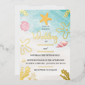 Seaside Elegance Foil Invitation