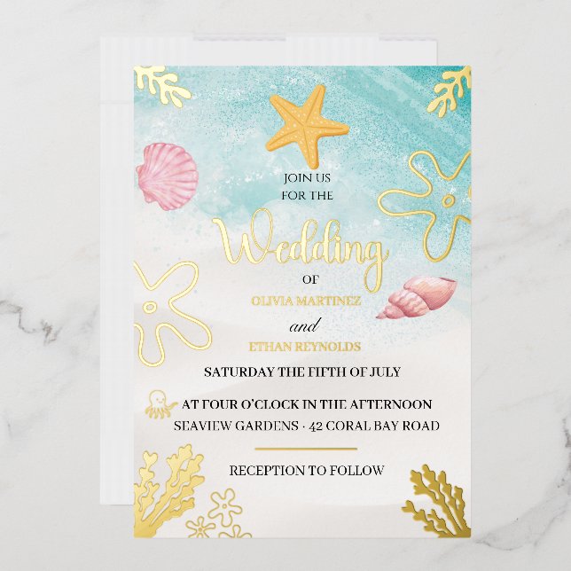 Seaside Elegance Foil Invitation (Envelope)