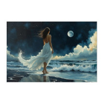 Seaside Escape under the Moon | Coastal Art