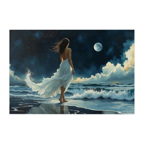 Seaside Escape under the Moon | Coastal Art