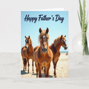 Seaside Fathers Day Horses Card