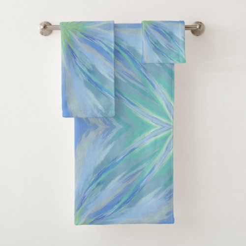 Seaside Floral Watercolor Abstract Pattern  Bath Towel Set