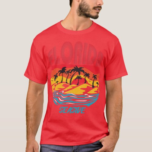 Seaside Florida Vacation Ocean Beach Surfing  T_Shirt