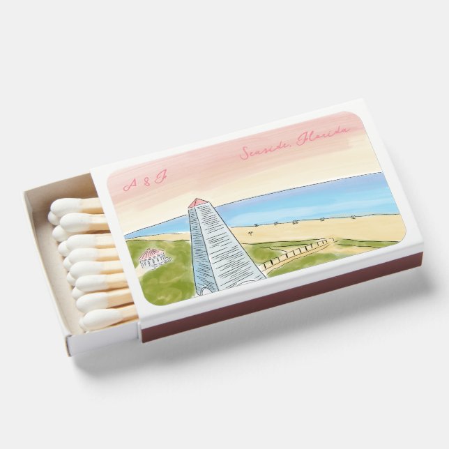 Seaside Florida Wedding Matchbox Matchboxes (Front Open)