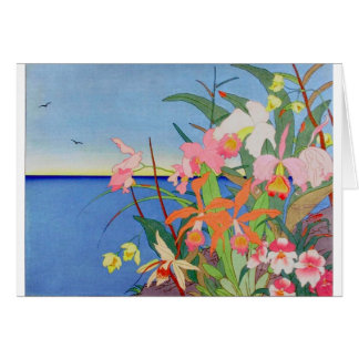 Seaside Flowers Japanese Woodblock Art Ukiyo-E Cards