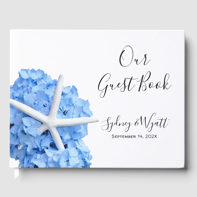 Seaside Garden Blue Guest Book Starfish  (Front)