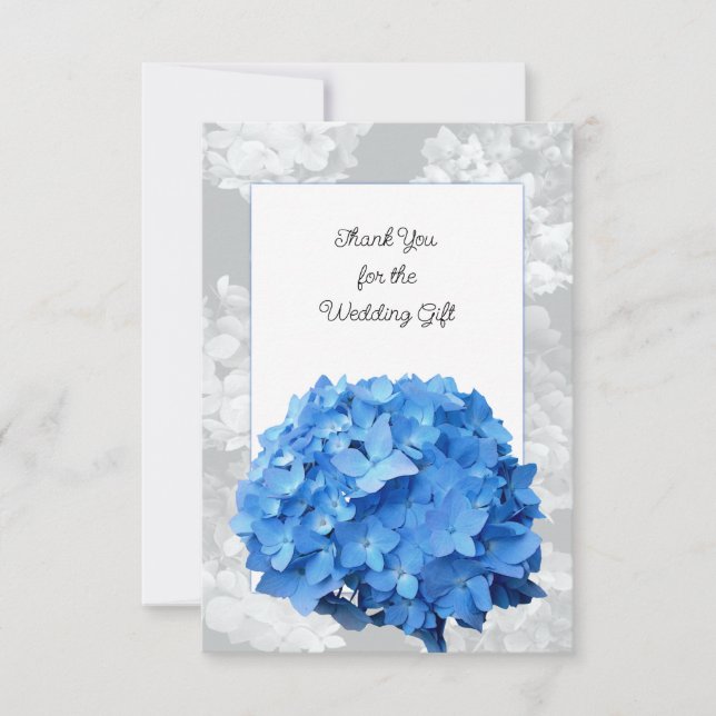 Seaside Garden Blue Hydrangea Flat Thank You Note (Front)