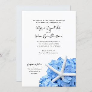 Seaside Garden Blue Hydrangea Wedding Invitation