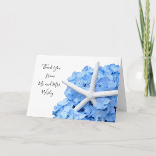 Seaside Garden Blue Newlyweds Thank You Card