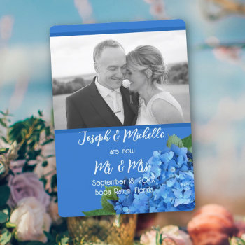 Seaside Garden Blue Photo Template Casual Wedding by BlueHyd at Zazzle