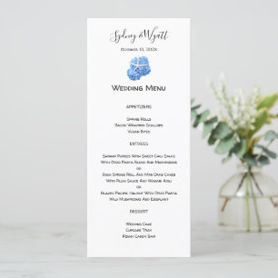 Seaside Garden Blue Tall Wedding Menu Template