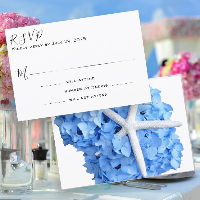 Seaside Garden Blue Wedding Response Card (Creator Uploaded)