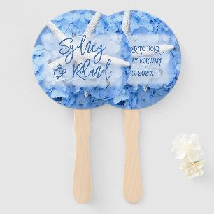 Seaside Garden Blue Wedding Saying Fan
