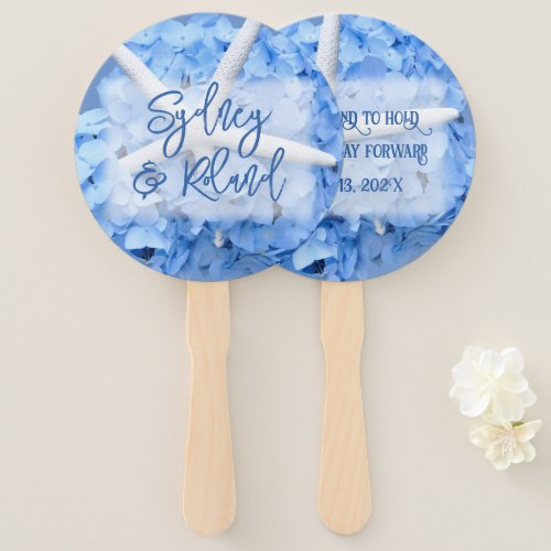 Seaside Garden Blue Wedding Saying Fan