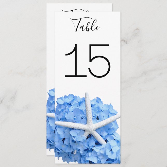 Seaside Garden Double-sided Table Number Cards (Front/Back)