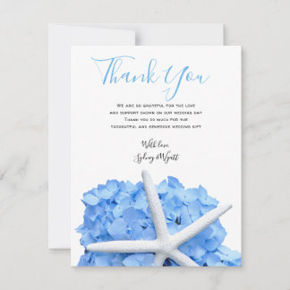 Seaside Garden Flat Newlywed Wedding Thank You Card