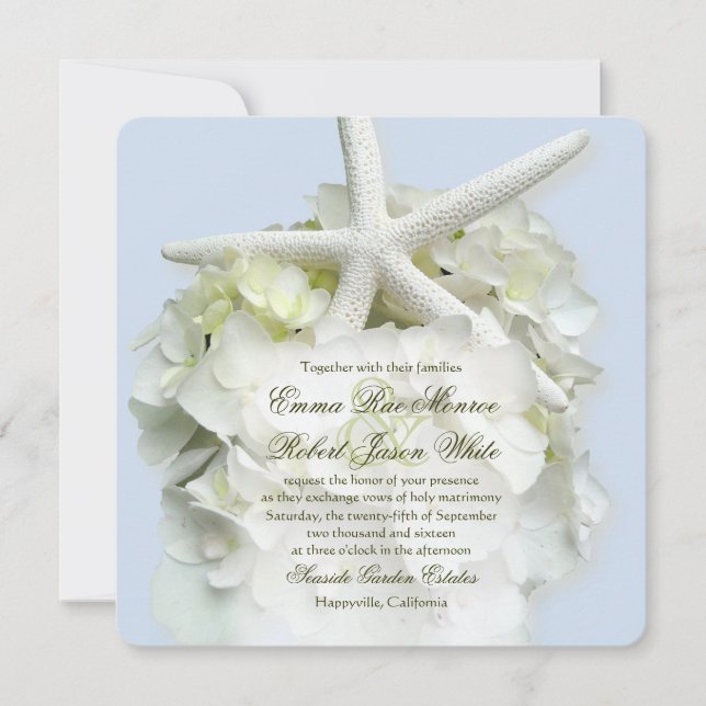 Seaside Garden Square Summer Wedding Invitation (Front)