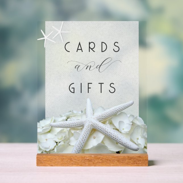 Seaside Garden Starfish Cards Gifts Wedding Acrylic Sign (Neutral)
