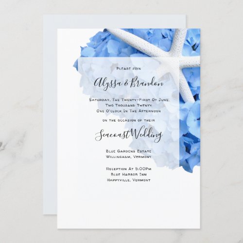 Seaside Garden Starfish Hydrangea Wedding Invitation