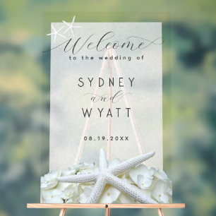 Seaside Garden Starfish Wedding Frosted Welcome Acrylic Sign