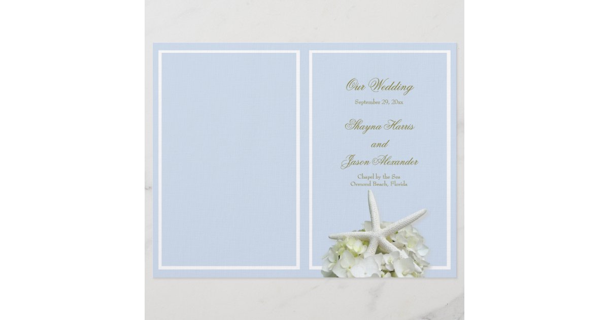 Seaside Garden Starfish Wedding Program Cover Zazzle Com