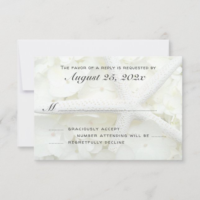 Seaside Garden Starfish Wedding RSVP Guest Count (Front)