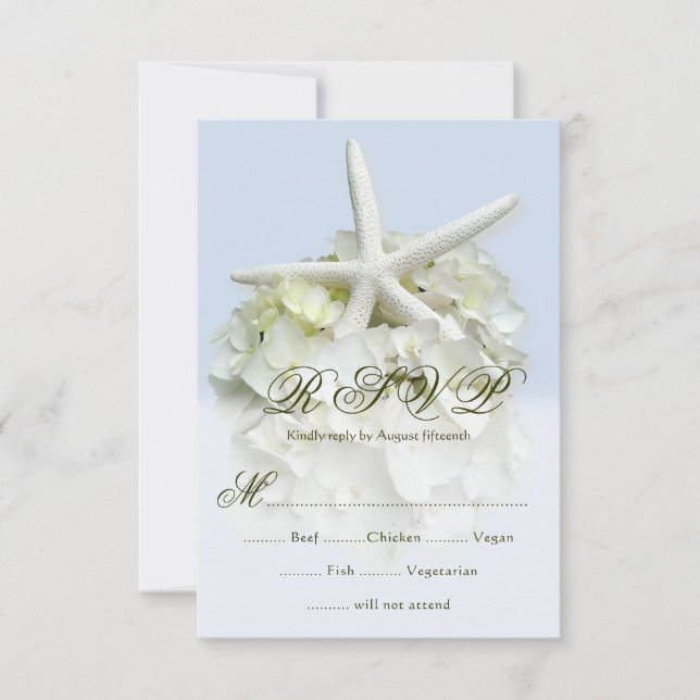 Seaside Garden Wedding 5 choice menu RSVP (Front)