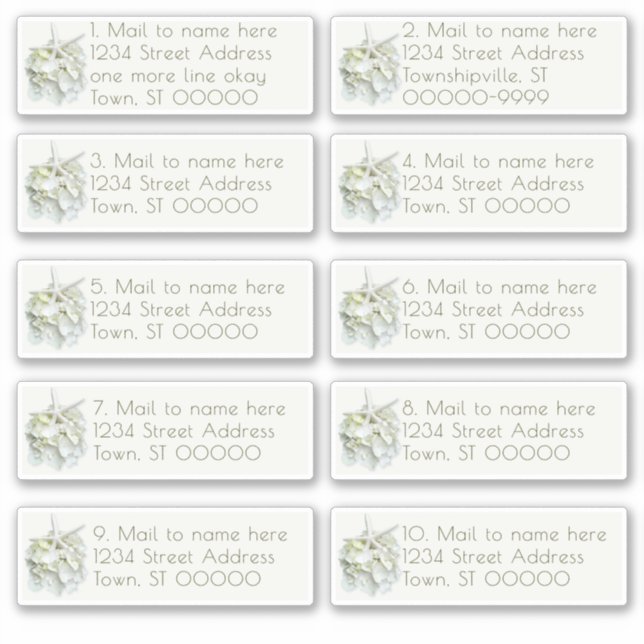 Seaside Garden Wedding Mail Individual Addresses  Sticker (Front)
