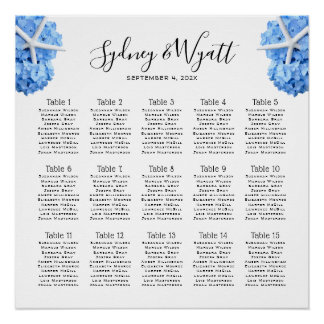 Seaside Garden Wedding Reception Seating Chart
