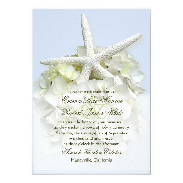 Seaside Garden White Floral Wedding Invitation