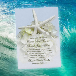 Seaside Garden White Floral Wedding Invitation
