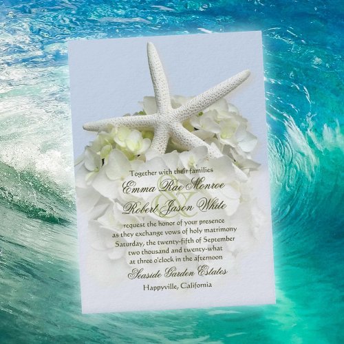 Seaside Garden White Floral Wedding Invitation