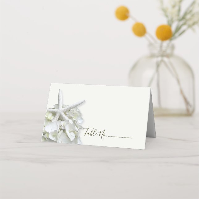 Seaside Garden White Starfish Hydrangea  Place Card (Front)