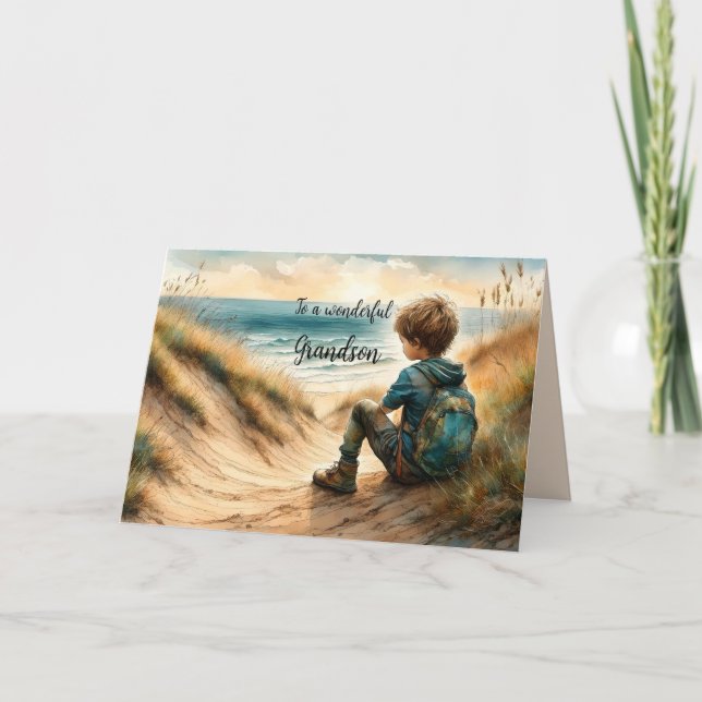 SEASIDE GRANDSON BIRTHDAY CARD (Front)