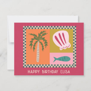 Seaside HAPPY BIRTHDAY Modern Cute CUSTOM Name Postcard