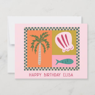 Seaside HAPPY BIRTHDAY Modern Cute CUSTOM Name Postcard