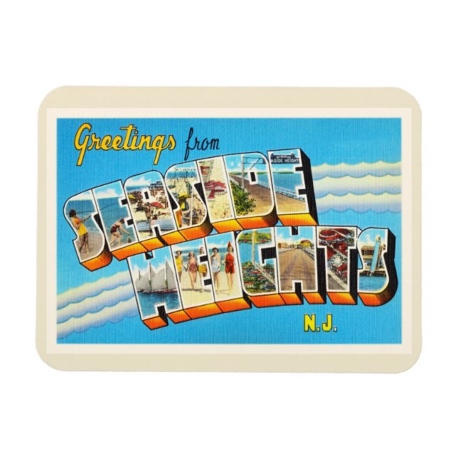 Seaside Heights New Jersey NJ Vintage Postcard- Magnet (Horizontal)