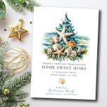 Seaside Holiday Christmas Moving Announcement<br><div class="desc">This festive tropical Christmas moving announcement card features a Christmas tree adorned with beach shells. The card is perfect for sending to friends and family during the holiday season to let them know about your new address while also incorporating your love of the tropics. The front of the card features...</div>