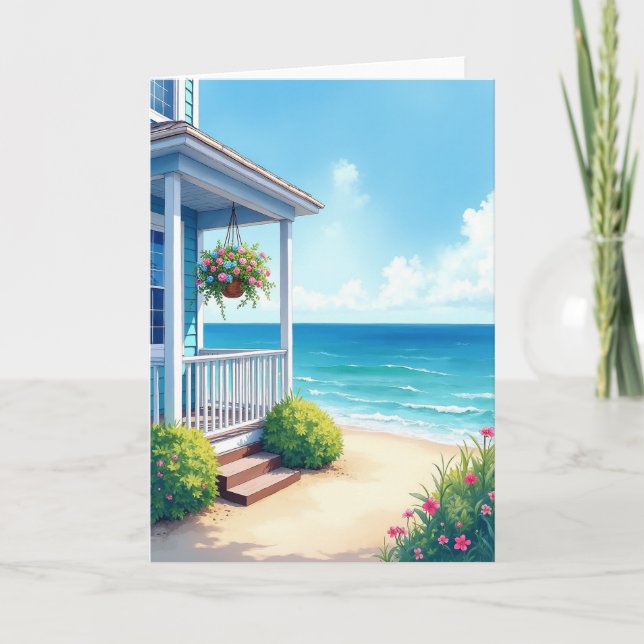 Seaside Home Birthday Card (Front)