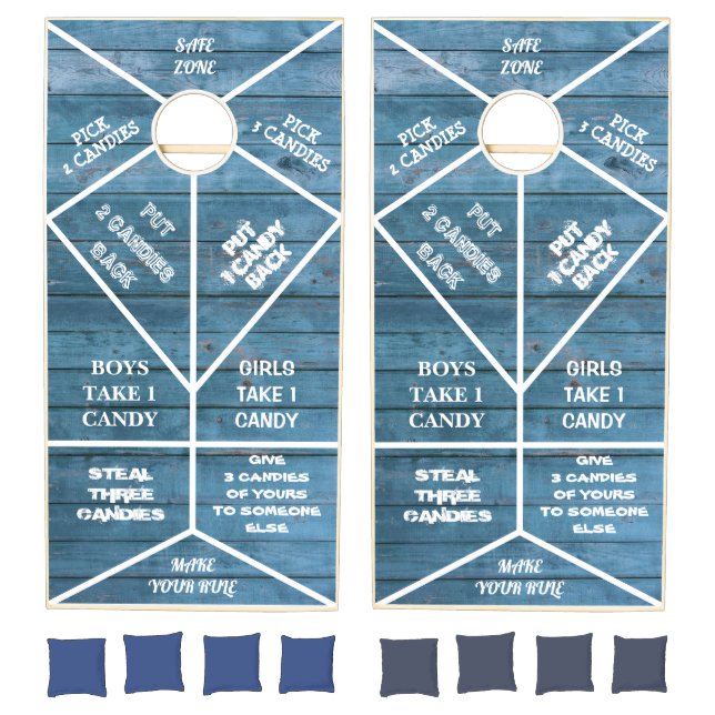 Seaside House Game EDITABLE Barnwood Cornhole Set (Set)