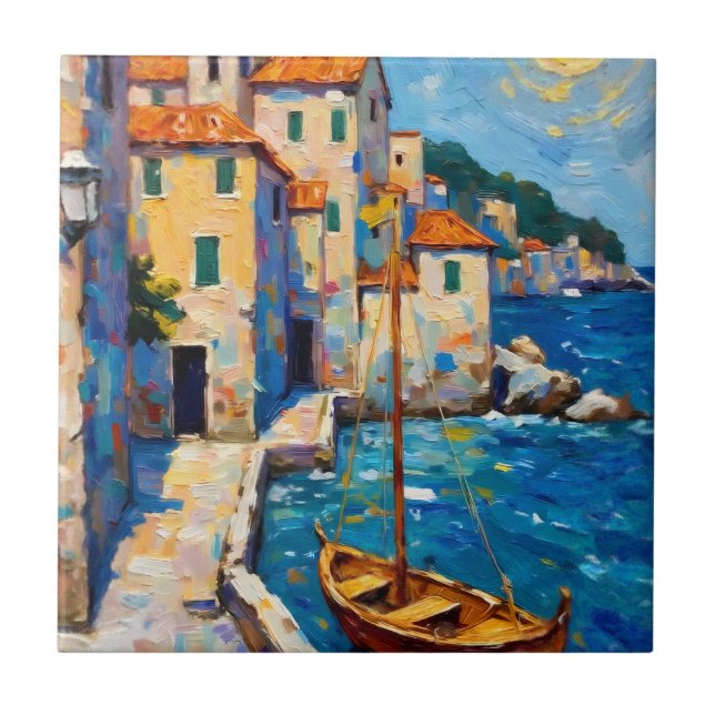 Seaside in Europe Ceramic Tile (Front)