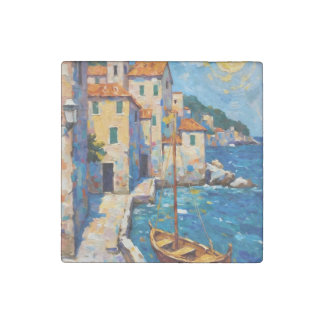 Seaside in Europe Stone Magnet