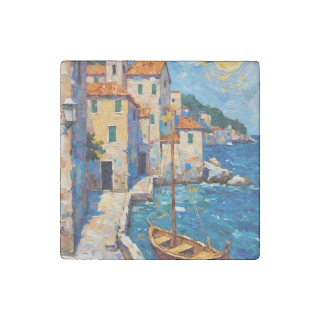 Seaside in Europe Stone Magnet (Front)